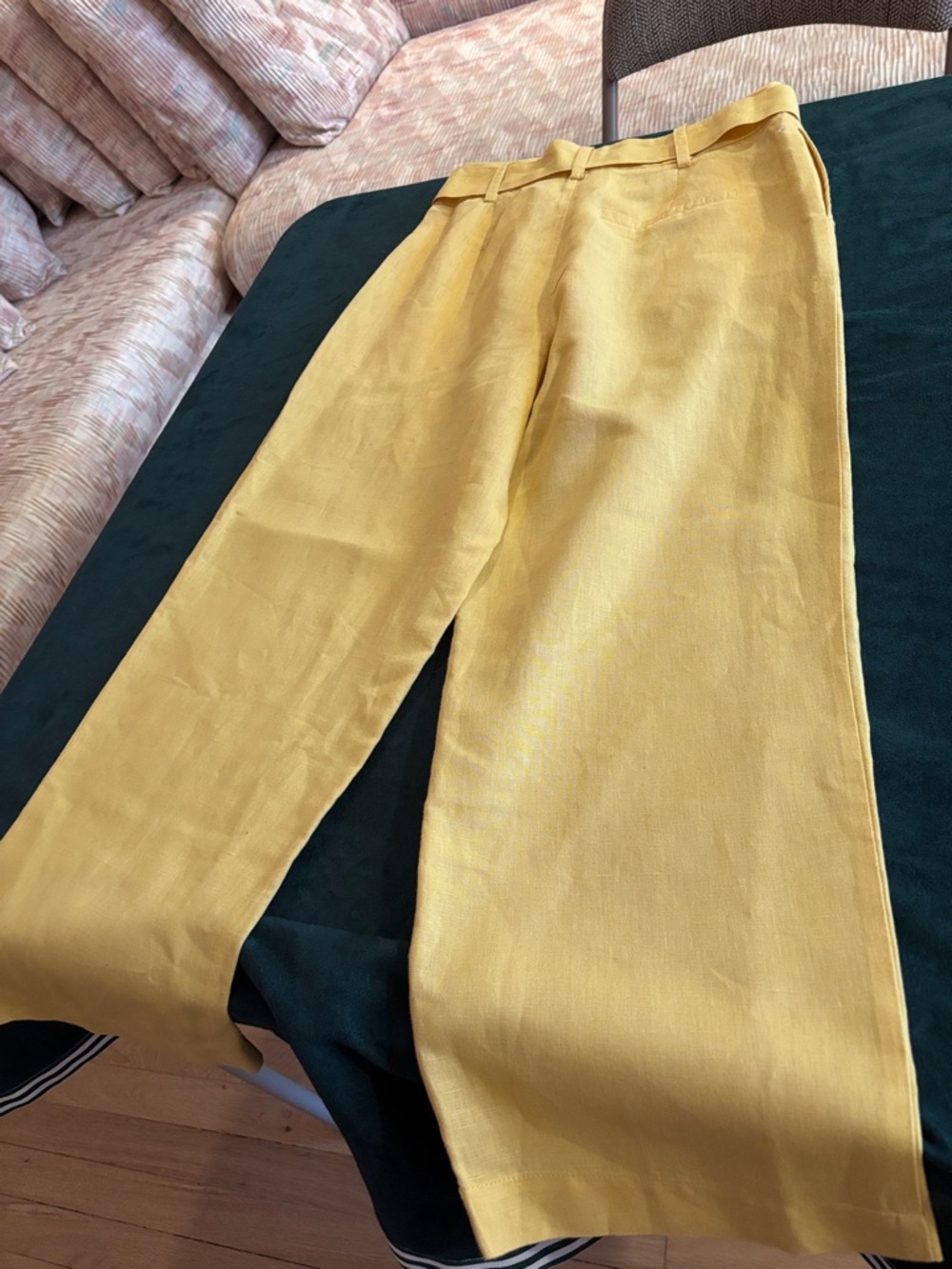 Zara Basic Soft Yellow Linen Pants - Picture 2 of 4
